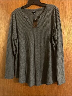 torrid Charcoal Ribbed Waffle Knit Long Sleeve Top